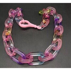 Rainbow Translucent Cable Link Transparent Acrylic Chain Link Necklace 18”